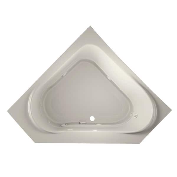JACUZZI CAPELLA 60 in. Acrylic Neo Angle Corner Drop-In Whirlpool Bathtub in Oyster