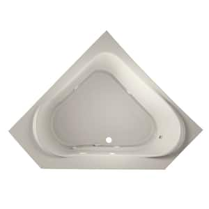 CAPELLA 60 in. Acrylic Neo Angle Corner Drop-In Whirlpool Bathtub with Heater in Oyster