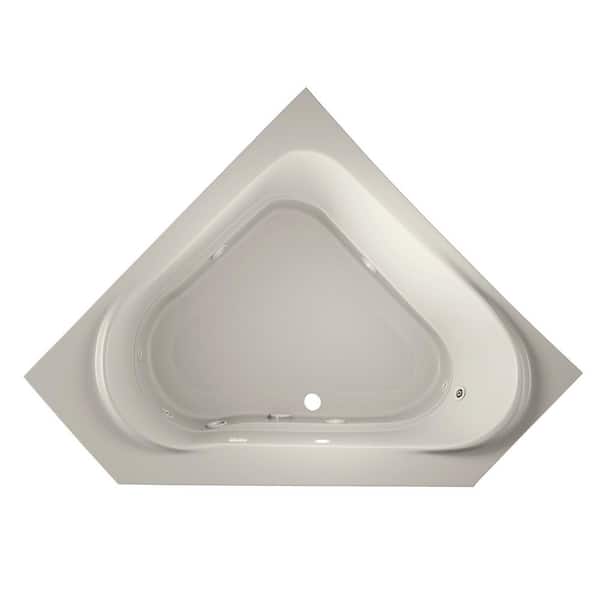 JACUZZI CAPELLA 60 in. Acrylic Neo Angle Corner Drop-In Whirlpool Bathtub with Heater in Oyster
