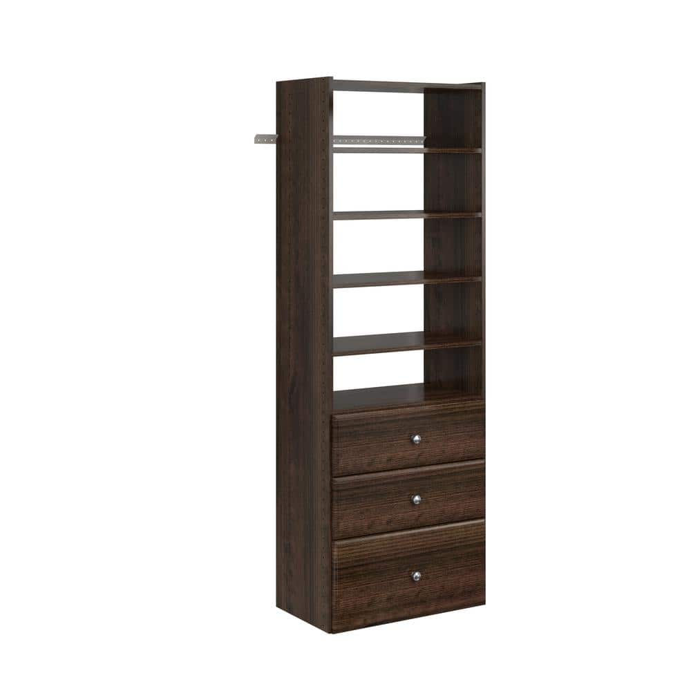 Truffle Finished Wall-Mount Closet Organizer with Drawers