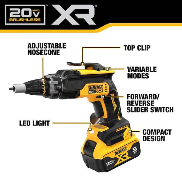 20V MAX Lithium-Ion Cordless Brushless Screwgun and Impact Combo Kit (2-Tool) with (2) 5.0Ah Batteries, Charger and Bag