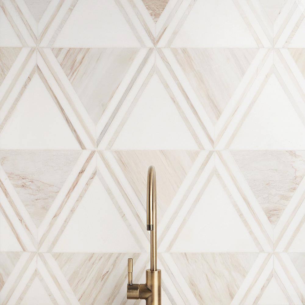 Bernini Beige Polished Porcelain and Marble Mosaic Tile