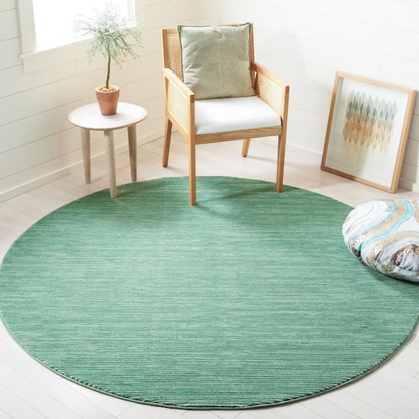 Vision Light Green 7 ft. x 7 ft. Solid Marle Round Area Rug