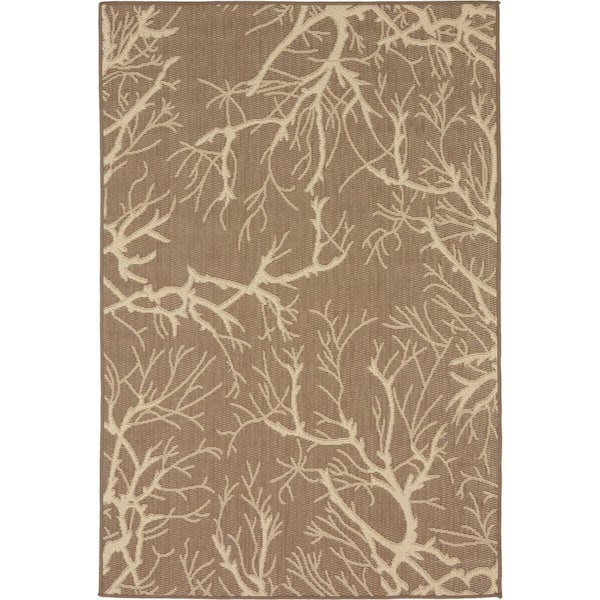 Unique Loom Outdoor Branch Brown 4' 0 x 6' 0 Area Rug