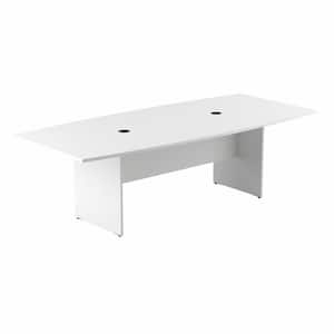 95.2 in. Boat Top White Conference Table Desk