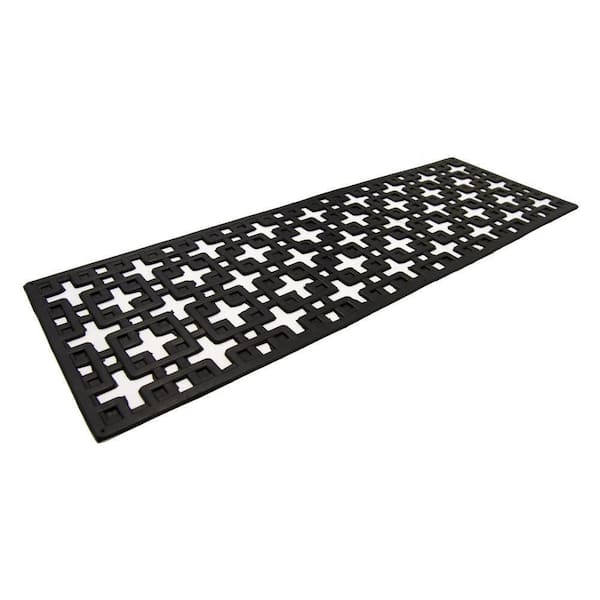 Rubber-Cal Stars Black 9.75 in. x 29.75 in. Rubber Stair Tread Cover (6-Pack)