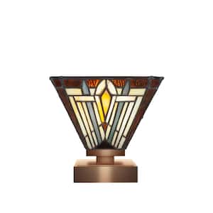 Quincy 6.75 in. New Age Brass Accent Lamp with Glass Shade