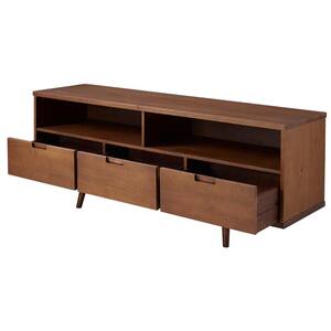Ivy 58 in. Walnut Wood TV Stand with 3 Drawers Fits TVs Up to 64 in. with Cable Management
