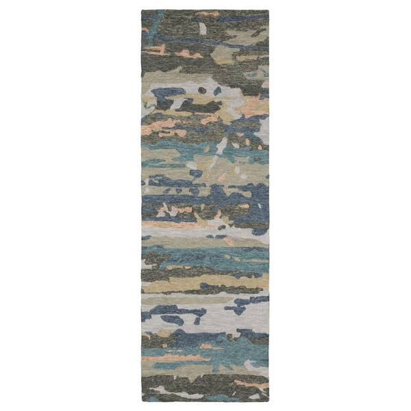 2 ft. x 8 ft. Gray Abstract Washable Area Rug