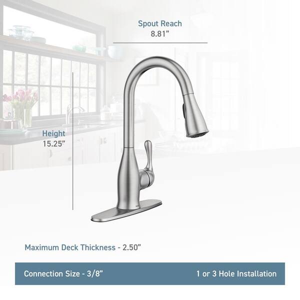 Moen Kaden Single Handle Pull Down Sprayer Kitchen Faucet With Reflex And Power Clean In Chrome 87966 The Home Depot