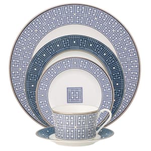 Infinity Blue 5-Piece (Blue) Bone China Place Setting, Service for 1