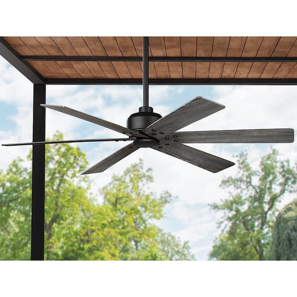 Cortaine 54 in. Indoor/Outdoor Matte Black Ceiling Fan with DC Motor and Remote Control Included