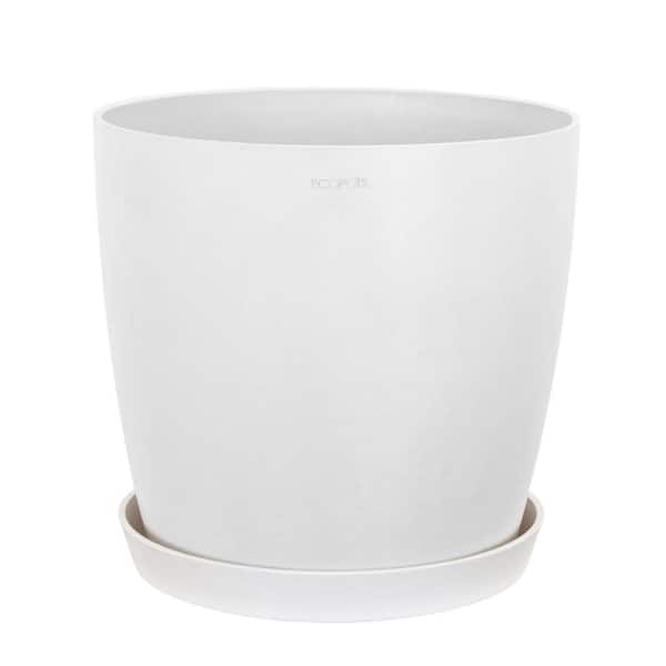 O ECOPOTS BY TPC Miami 10 in. Pure White Premium Sustainable Plastic  Planter with Saucer MIAMI10PW - The Home Depot