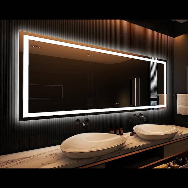 Edition 88 in. W x 38 in. H Frameless Rectangular LED Light Bathroom Vanity Mirror