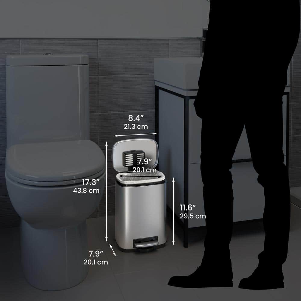 SoftStep 1.32 Gallon Brushed Stainless Steel Bathroom Trash Can