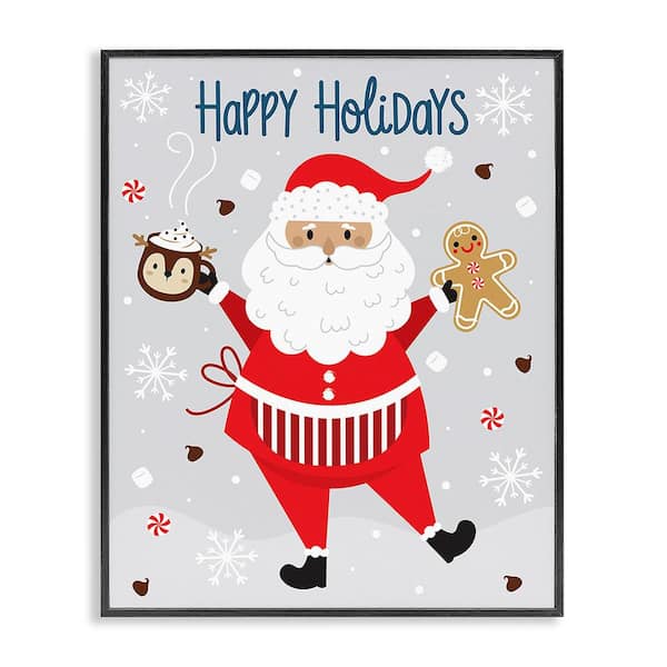 Stupell Industries Santa with Cocoa and Cookie by Ilis Aviles 1-Piece Framed Graphic Print People Poster Art Print 14 in. x 11 in.