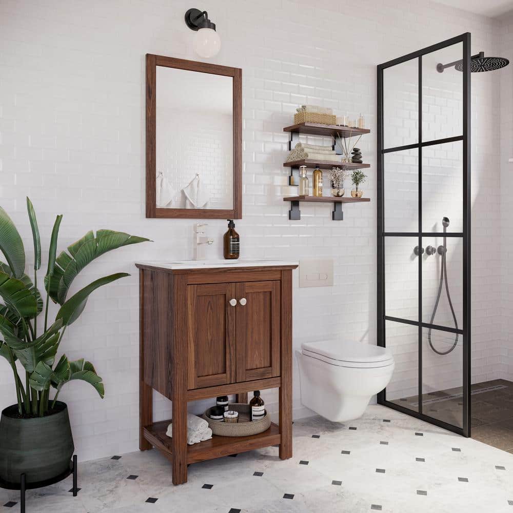 Manchester Warm Walnut 24" Freestanding Single Sink Vanity