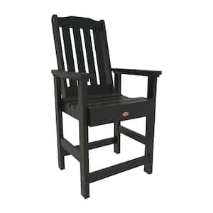 Lehigh Black Counter-Height Recycled Plastic Outdoor Dining Arm Chair