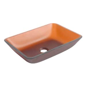 Yunus Modern Glass Frosted Brown Rectangular Tempered Glass Vessel Sink