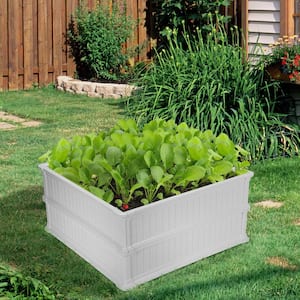 48 in. Tall White Plastic Raised Bed