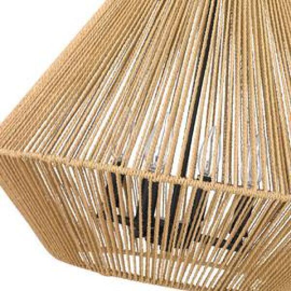 Valentina Black Glass and Natural Raphia 4-Light Pendant