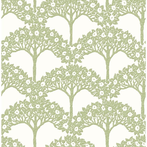 A-Street Prints Dawson Green Magnolia Tree Wallpaper Sample