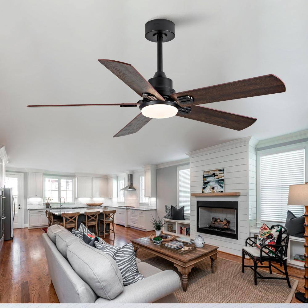 52 in. Brown Reversible Quiet DC Motor Downrod Mount Standard Fan with Remote Control Dimmable 6 Wind Speed price history on PriceWatchPro