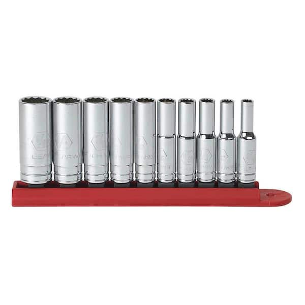 GEARWRENCH 1/4 in. Drive 12-Point Deep SAE Socket Set (10-Piece)