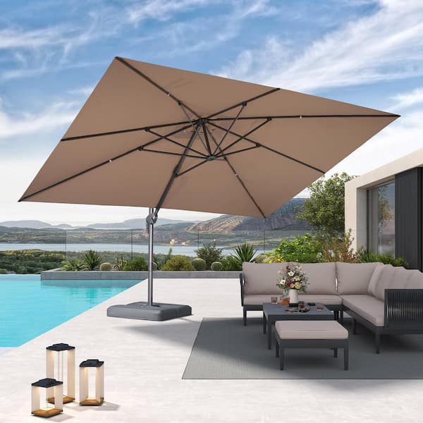 10 ft. x 13 ft. Outdoor Patio Cantilever Umbrella Aluminum Offset 360° Rotation Umbrella in Beige