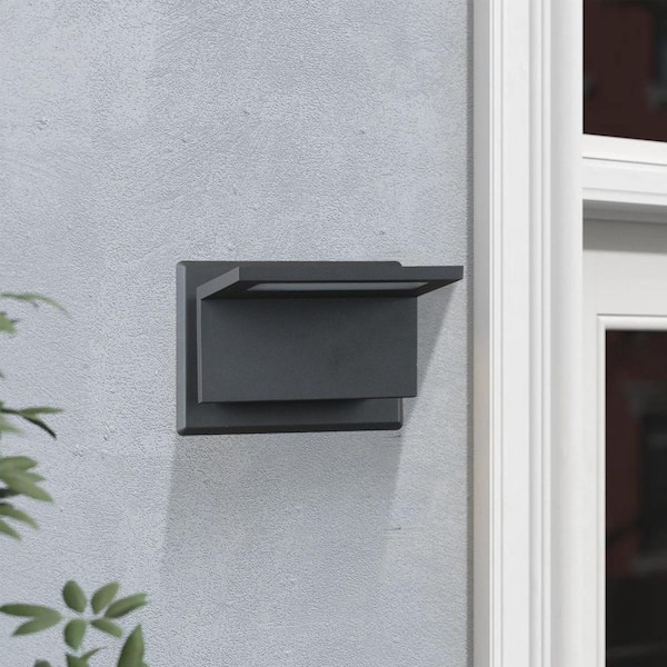 Dark Gray Wall Light Outdoor Hardwired Integrated LED Wall Mount Lamp Modern Wall Mount Sconce Fixture