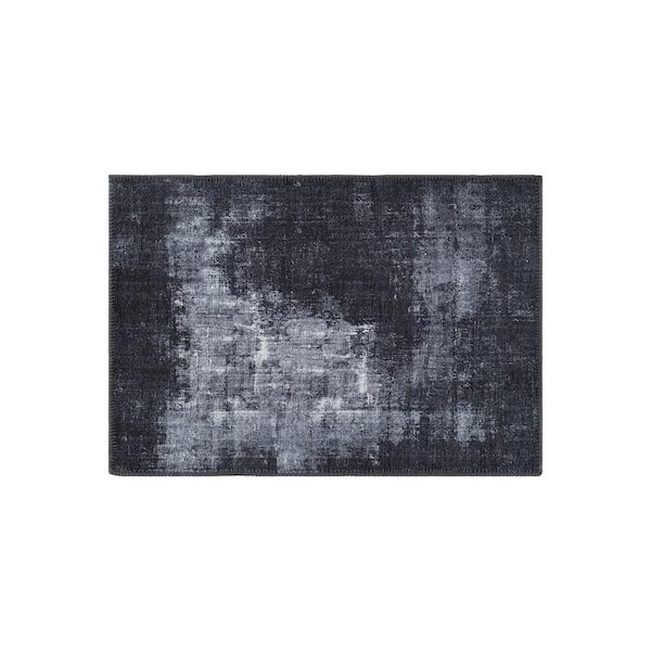 World Rug Gallery Dark Gray 2 ft. 1 in. x 3 ft. Contemporary Distressed Abstract Machine Washable Area Rug