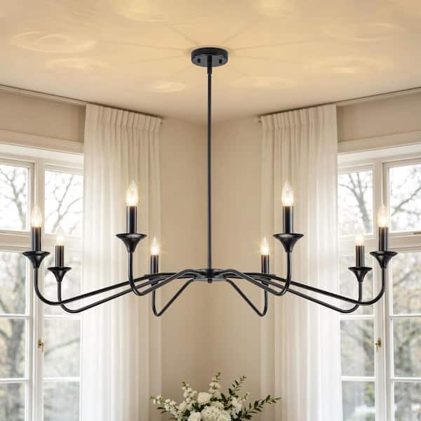 TinHon 8-Light Black Candle Chandelier, Modern Farmhouse