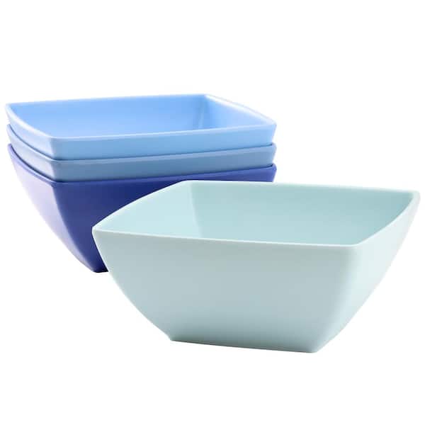 Gibson Home Grayson 20 fl. oz. 6 in. Assorted Blue Melamine Square Dinner Bowl Set of 4