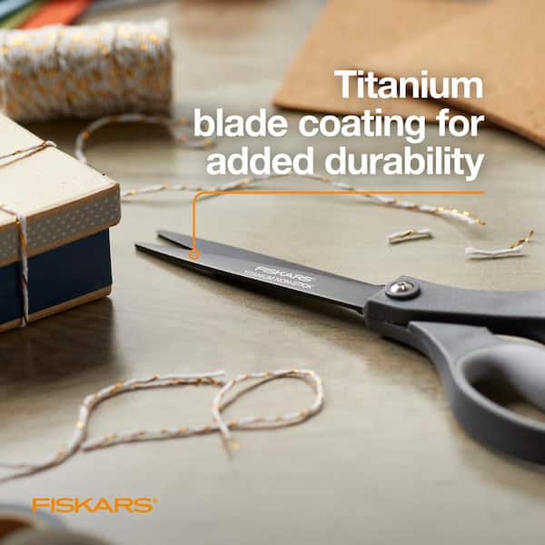 Fiskars 01-005409 Softgrip Titanium Adult Scissors, 8 Inch, Gray