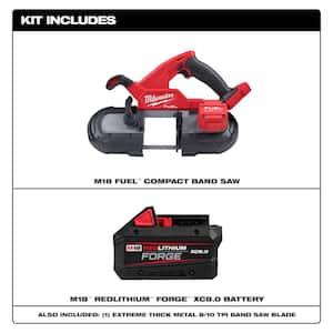 M18 FUEL 18V Lith-Ion Brushless Cordless Compact Bandsaw w/M18 18V Lithium-Ion REDLITHIUM FORGE XC 8.0 Ah Battery Pack