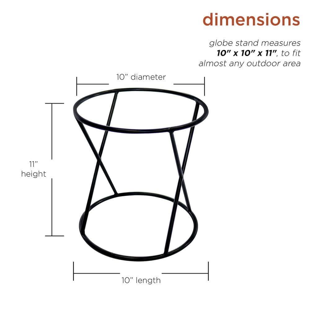 Black Metal 11" Tall Indoor/Outdoor Gazing Globe Stand
