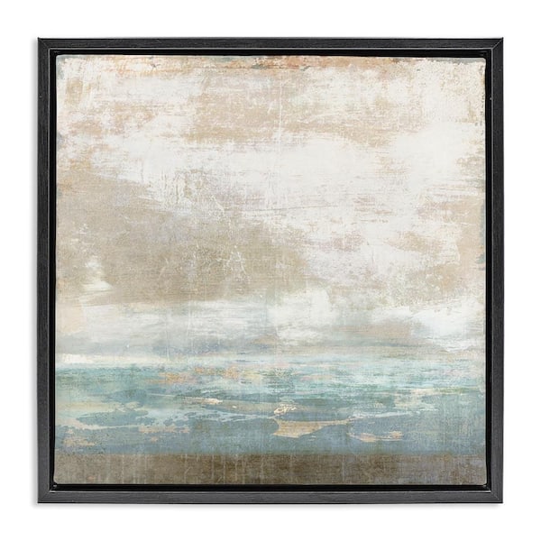Stupell Industries Rustic Blue Beige Ombre by Suzanne Nicoll Black Floater Frame Abstract Graphic Art Print 18 in. x 18 in.