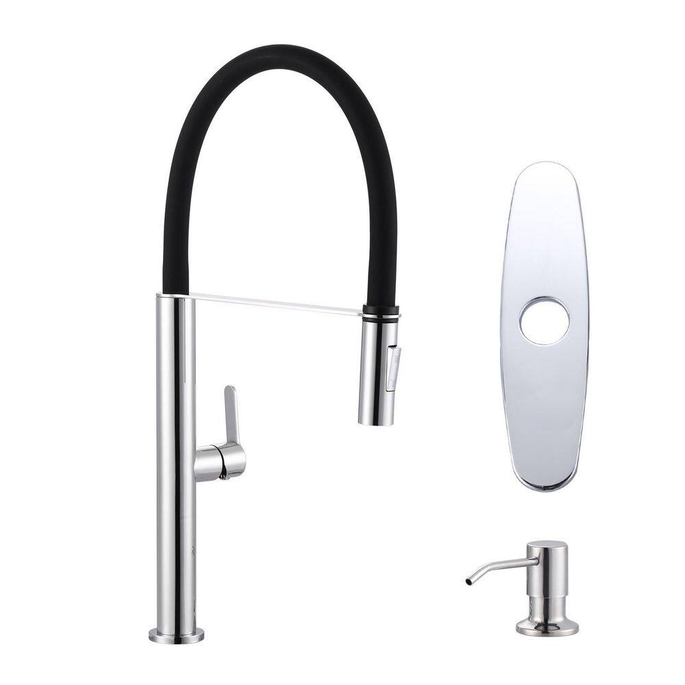Chrome 21.2 in. H 360 swivel Pull Down Sprayer Kitchen Faucet with Soap Dispenser and Deckplate price history on PriceWatchPro