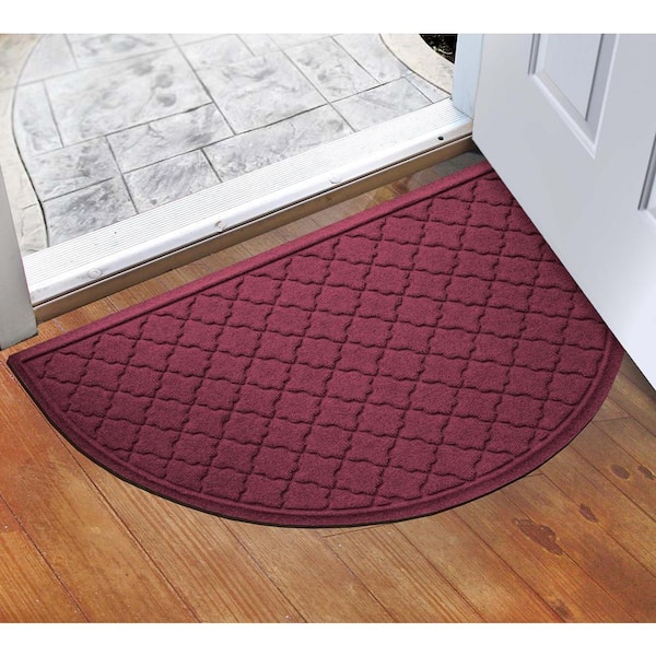 Waterhog Cordova 24 in. x 39 in. Half Round PET Polyester Indoor Outdoor Door Mat Bordeaux