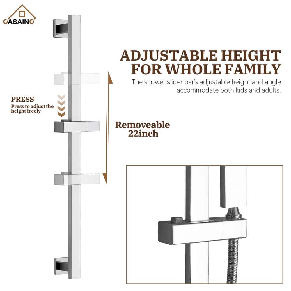 Chrome Adjustable Dual Shower System with Handheld and Rain Shower Heads