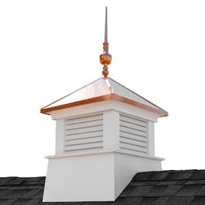 Manchester 30 in. x 30 in. x 67 in. H Square Vinyl Cupola with Victoria Copper Finial