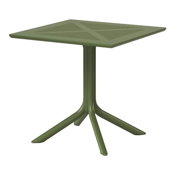 WESTIN OUTDOOR FrondandForm Modern Outdoor Patio Poly Plastic 31.5 in. Square Dining Table in Olive Green