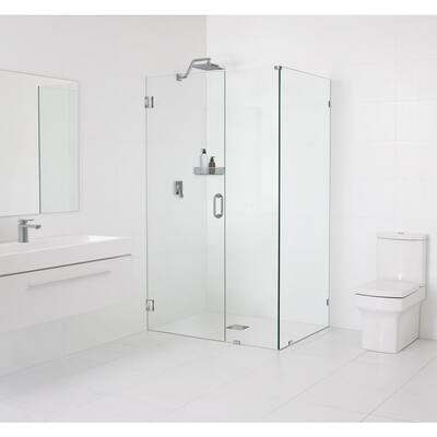 36.5 in. x 78 in. x 36 in. Frameless 90 Degree Hinged Wall Shower Enclosure in Brushed Nickel