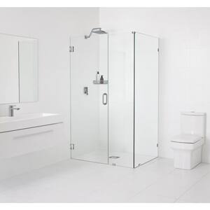 41 in. W x 45.5 in. D x 78 in. H Pivot Frameless Corner Shower Enclosure in Brushed Nickel Finish with Clear Glass