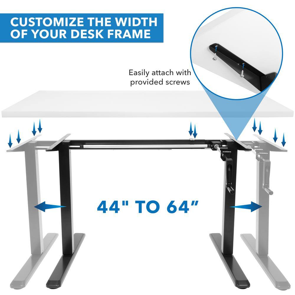 ErgoFlex Hand Crank Adjustable Sit-Stand Desk in White & Black