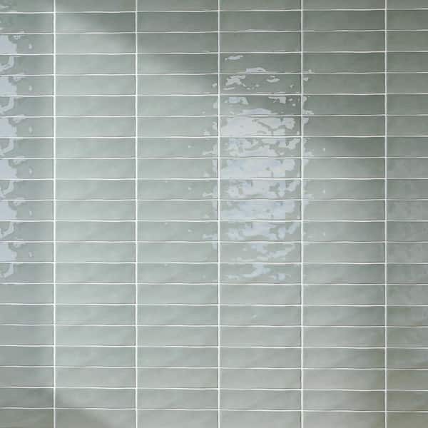 Kezma Jade Green 11.81 in. x 2.95 in. Polished Ceramic Tile Sample