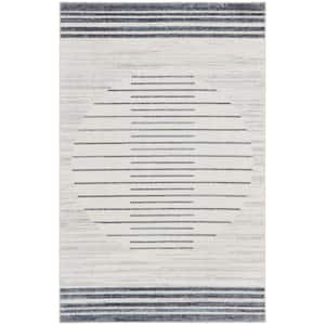 Astra Machine Washable Ivory Blue 3 ft. x 5 ft. Striated Contemporary Kitchen Area Rug