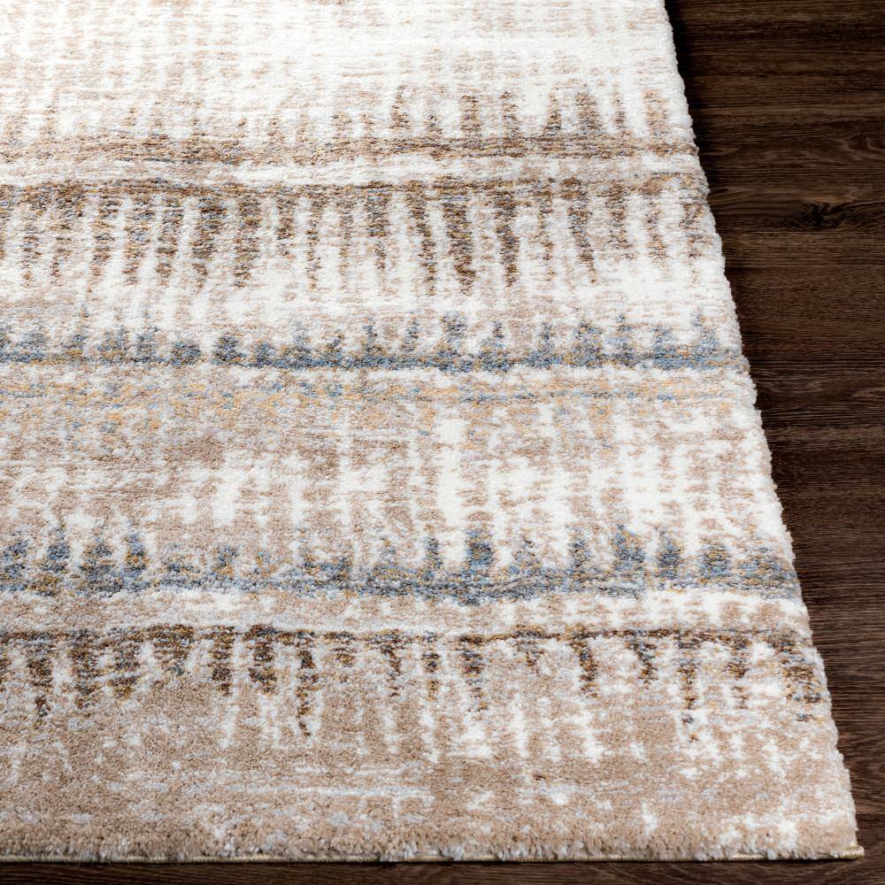 Maez Soft Abstract Stripes Gray Synthetic Area Rug 7'10" x 10'