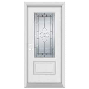 36 in. x 80 in. Traditional Right-Hand Patina Finished Fiberglass Oak Woodgrain Prehung Front Door