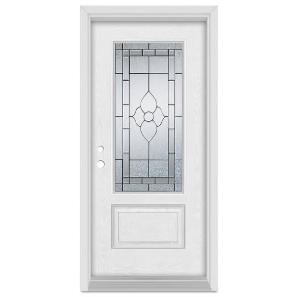 Stanley Doors 36 in. x 80 in. Traditional Right-Hand Patina Finished Fiberglass Oak Woodgrain Prehung Front Door